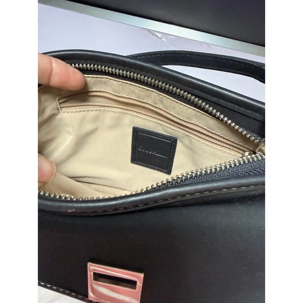 Cole Haan Black Wristlet Clutch Bag‎ Silver Hardware Dust Bag